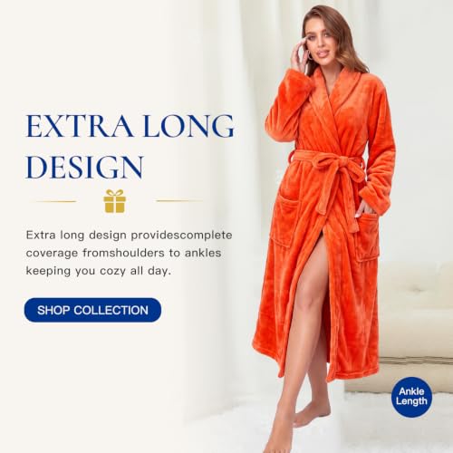 Image of RONGTAI Womens Bathrobe Ladies Fleece Plush Warm Long Robes Fleece Nightgown Sleepwear