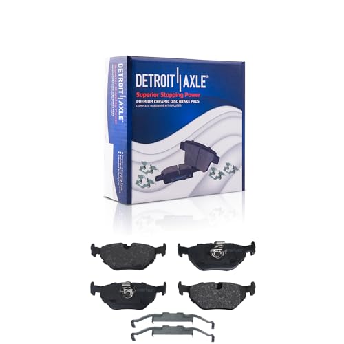 Image of Detroit Axle - Rear Brake Pads for BMW 525i 528i 530i 540i 323i 328Ci Ceramic Brake Pads w /Hardware Replacement