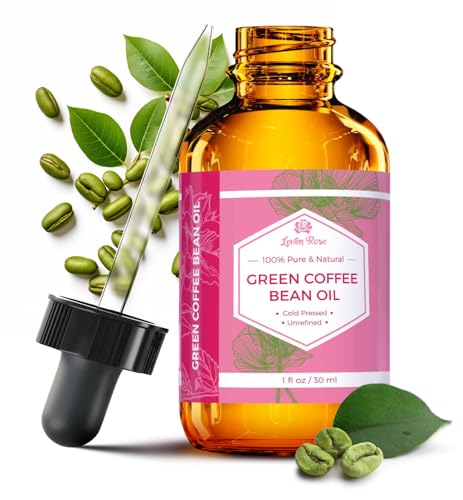 Leven Rose Green Coffee Bean Oil 100% Natural Pure Cold Pressed Unrefined Coffeebean Oil For Around Eyes Face Nails Skin And Hair- 1 oz Bottle (1 ounce)