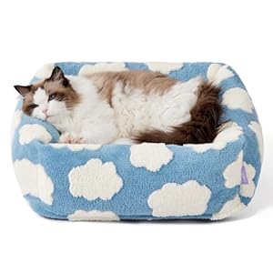LE SURE Cute Dog Bed for Small Dogs & Cats- Washable Puppy Beds,Cozy Rectangle Orthopedic Pet Sofa with Jacquard Shaggy Plush & Anti Slip Bottom,20x19x6inches
