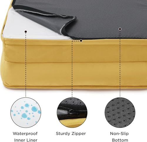 Image of Cutepups Orthopedic Dog Bed Comfortable Dog Mattress for Sleeping, Washable pet Bed for Dogs (Yellow /Cream, XL)