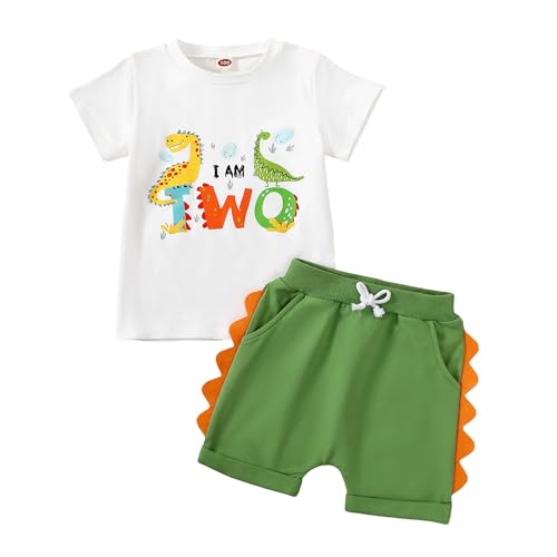 Toddler Baby Boy Girl Birthday Outfit 1st-5th Dinosaur Romper Shirt Joggers Pant Set 1-5 Yr Birthday Outfit