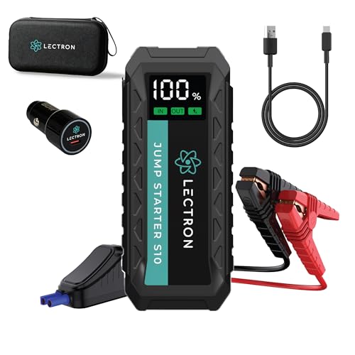 Image of Lectron 4000A Car Battery Jump Starter, Portable Battery Booster Pack for Up to 10.0L Gas /8.0L Diesel Engines, 12V Jump Box with 60W USB-C Fast Charging, Smart LED Display, 20000mAh