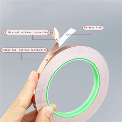 Image of Copper Foil Tape with Double-Sided Conductive - EMI Shielding,Stained Glass,Soldering,Electrical Repairs,Paper Circuits,Grounding (1 /4inch /6mm)