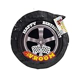 APINATA4U Race Car Tire Pinata, Black Checkered Flag Design, Motorsport Themed Party Decoration, Kids Birthday Party Supplies, Boys Racing Tire Celebration