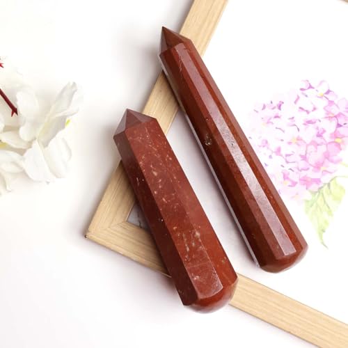 Image of Red Jasper Crystal Wand for Reiki Healing 100-150 Gm | Natural Crystals Stone Wand for Vastu Meditation Massager Tool