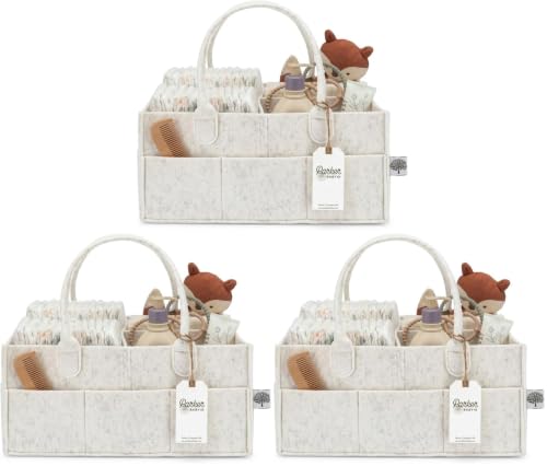 Image of Parker Baby Diaper Caddy - Nursery Storage Bin and Car Organizer for Diapers and Baby Wipes - White, Large (Pack of 3)
