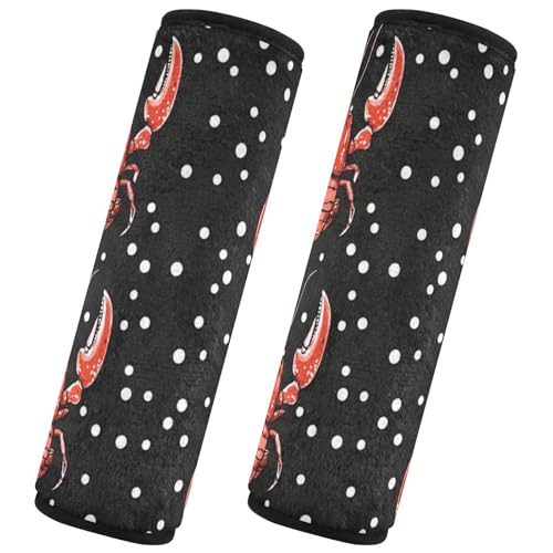 Seat Belt Covers 2 Pack Red Lobsters Car Seat Strap Covers Super Soft Dots Car Seat Neck Cover for Boys Girls Adults Babies S