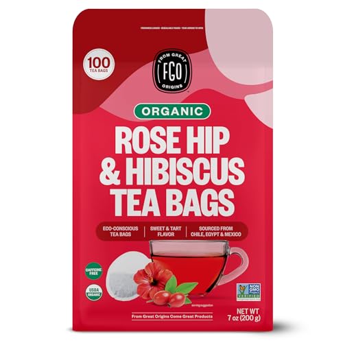 Image of FGO Organic Rosehips Tea, Eco-Conscious Tea Bags, 100 Count, Packaging May Vary (Pack of 1)
