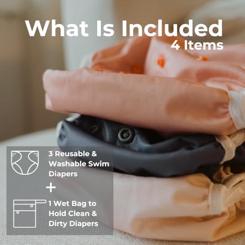 Image of Nora's Nursery Swim Diapers with Wet Bag | 3 Pack | One Size Fully Adjustable