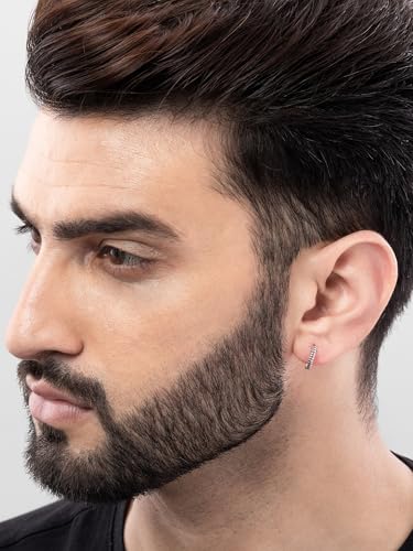 Image of ORIONZ Hoop Earrings for Men & Boys (1 Piece) - 925 Sterling Silver - Gift for Birthday Anniversary - 18k Gold Plated Jewellery - Men Fashion