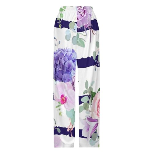 Bas de pyjama femme long rose pourpre en taille S avec poches - 5