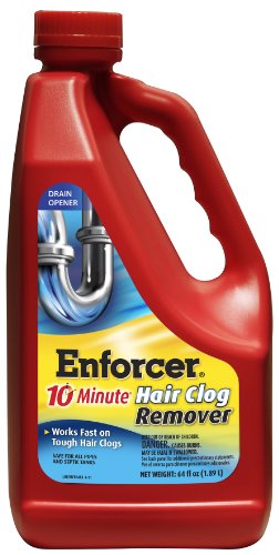 Destapacaños líquido Enforcer para eliminación de tapones de cabello en 10 minutos, 64 onzas, paquete de 8 unidades