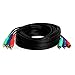 Cmple - 3 RCA Cable 12ft RGB Component Audio Video RCA Cables Male to Male A/V Cable for HDTV, Satellite, Home Theater - Black