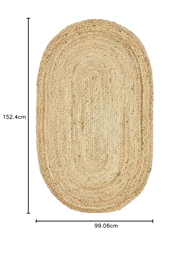 Image of Unique Loom Braided Jute Collection Area Rug - Dhaka (3' 3 inch x 5' 1 inch Oval, Natural)