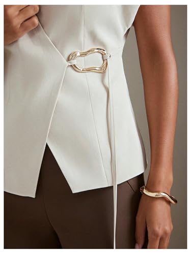 GORGLITTER Women's Ring Linked Wrap Vest Top V Neck Cap Sleeve Waistcoat Dressy Going Out Tops Business Casual4