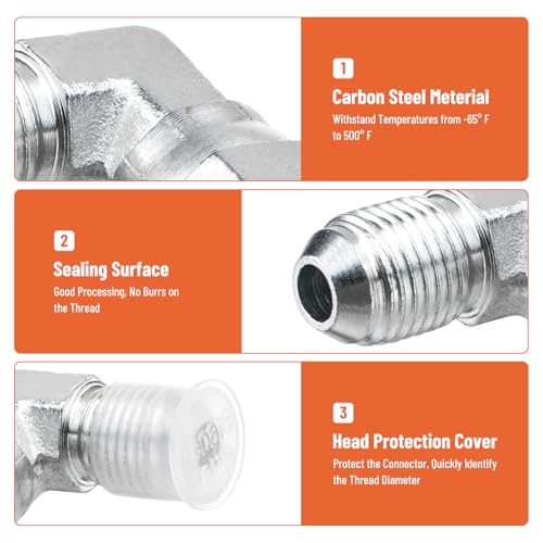Image of 5 Pack 90 Degree Elbow JIC 37 Hydraulic Fittings: 3 /8 inch JIC Male x 3 /8 inch JIC Female, with Protection Cover Hydraulic Hose Swivel Crimp Fittings