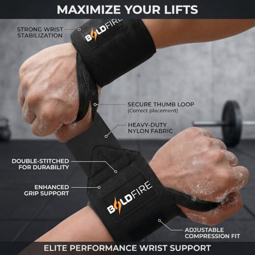 Image of Weight Lifting Wrist Straps for Gym, Adjustable Cotton Wrist Support, Black