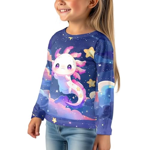 Image of Girls Cartoon Print Long Sleeve Graphic Tee Casual Crew Neck T-Shirts for 3-16 Years Little Girls