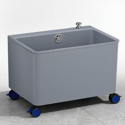 Mobile Commercial Mop Sink, Portable Utility Sink Laundry Tub With Drain Fitting, Large Capacity Multipurpose Mop Service Basin, Garage Washing Station Slop Sink