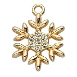 Zicdije Pack of 20 Snowflake Rhinestone Charms Gold Plated Pendants Pave Crystal Accessories for Nec
