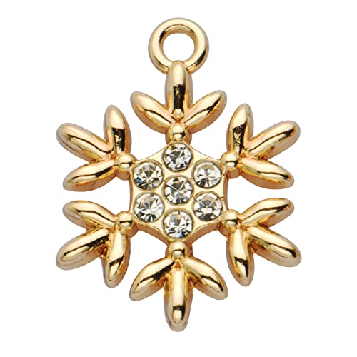 Zicdije Pack Of 20 Snowflake Rhinestone Charms Gold Plated Pendants Pave Crystal Accessories For Necklace Bracelet Jewelry Making Diy Crafting #TOP1