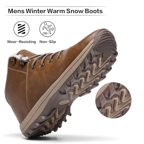 Mens Winter Warm Snow Boots Fur Lined Non-Slip Insulated Hiking Shoes3