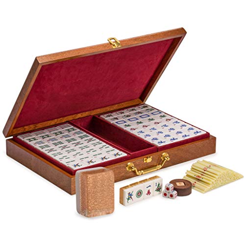 Yellow Mountain Imports Classic Chinese Mahjong Game Set - Champagne Gold -