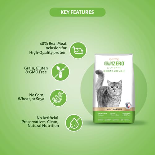 Image of Grain Zero Chicken & Veg Dry Cat Food 1.2kg with 75g Creamy Treat | Grain-Free Formula | Gluten & GMO-Free | 48% Fresh Inclusion | Taurine Heart Support | Skin & Coat Care | Adult All Breeds