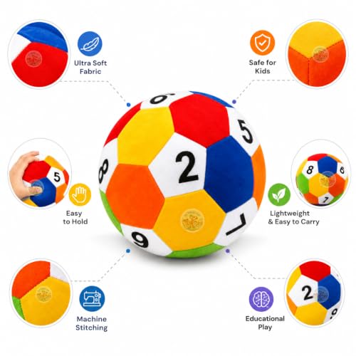 Image of Chi-Chimpu Toyss Soft Plush Number Ball 15 CM for Kids | Educational Fabric Ball with Numbers | Ultra Soft Stuffed Ball's for Babies, Toddlers & Children | Indoor Play, Learning & Birthday Gift