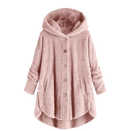 Girls Fuzzy Fleece Coats Winter Thermal Sherpa Button Down Hooded Jackets Plush Warm Soft Cozy Long Sleeve Hoodies2