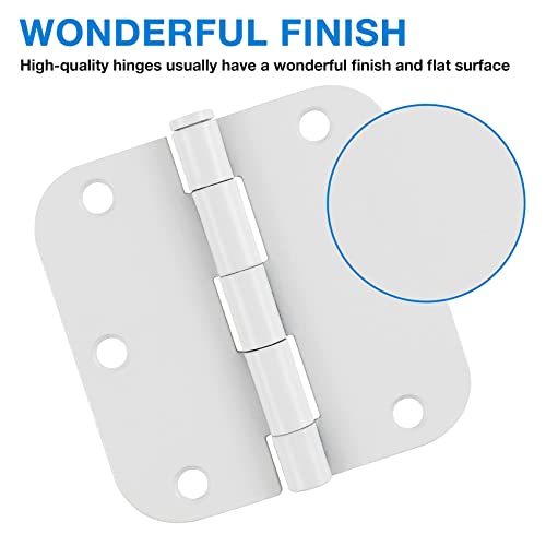 Image of 12 Pack Interior 3.5 inch Door Hinges for Doors 3 1 /2 Inch White Matte Rounded 5 /8 inch Noise Free Flat Residential Standard Hinge for Study Spare /Play /Lounge /Bed Room,Walk-in Closet,DIY Table,Celler,Balcony