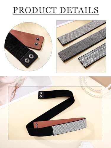 Abien Plus Size Rhinestone Belt Stretch Rhinestone Belt Silver Crystal Waist Belt for Dress Formal4