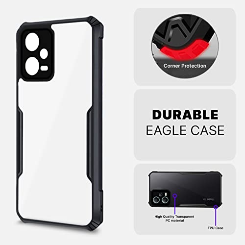 Image of Pikkme Redmi Note 12 Pro 5G Back Cover | Crystal Clear Transparent Back | Ultra Hybrid | Full Camera Protection | Raised Edge | Bumper Back Case (Black)