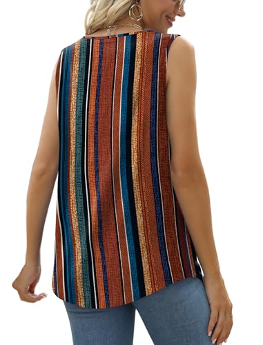 Image of Saloogoe Summer Tank Tops for Women Loose Fit Pleated Square Neck Sleeveless Tops Curved Hem Flowy