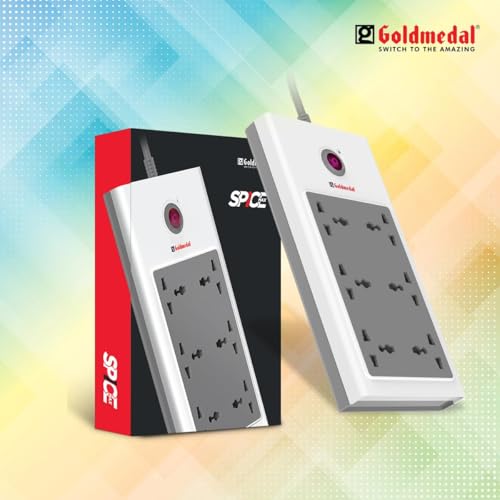 Image of Goldmedal Spice Max 6x1 Spike Guard, Colour: White & Grey, Max Load: 10A, Sockets: 6 International Sockets