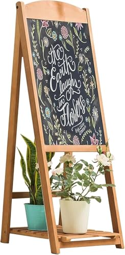 Tableau noir en forme de A en bois vintage avec double face effaçable