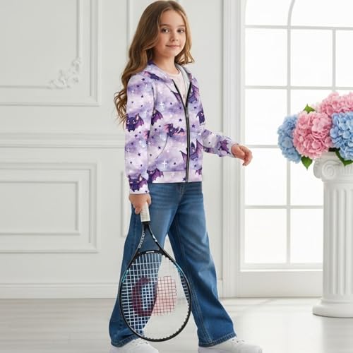 Cute Fashion Kids Girls Full Zip Hoodie Sweatshirt Jacket Long Sleeve Casual Coat Top 6-16 Years4