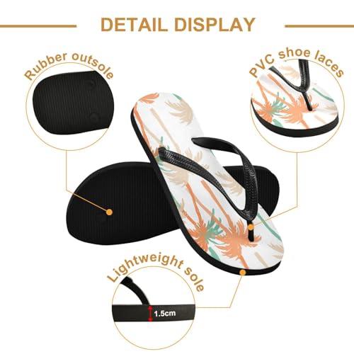 Sinestour Tropical Palm Trees White Flip Flops for Beach Thong Sandals Anti-slip Lightweight Beach Slippers for Summer Swim Travel3