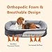 HMTOPE Orthopädisches Hundebett, Hundesofa, Vierseitiges Nackenrolle Kissen, rutschfeste Unterseite Hundekorb, Abnehmbar und Waschbar, Kleine Hunde, Mittelgroße Hunde, 90 x 71 x 15 cm, Hellgrau