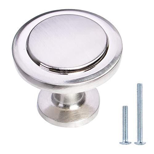 Image of Modern Round Pull Knob, 1-1 /4 inch, Satin Nickel, 300 Pieces