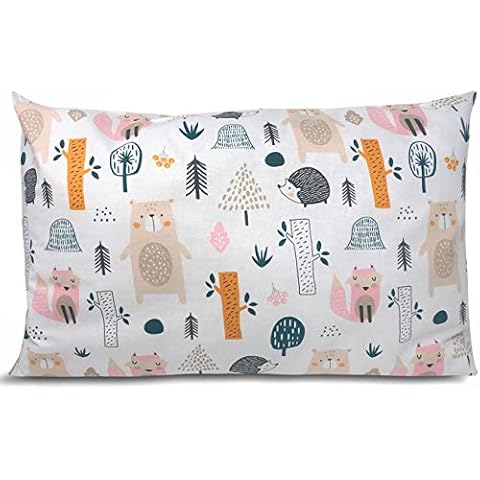 BALBINA Kinder Kopfkissenbezug Kissenhülle Baumwolle Deko Muster (Waldtiere, 40x60 cm) Cover
