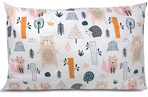 BALBINA Kinder Kopfkissenbezug Kissenhülle Baumwolle Deko Muster (Waldtiere, 40x60 cm) Cover