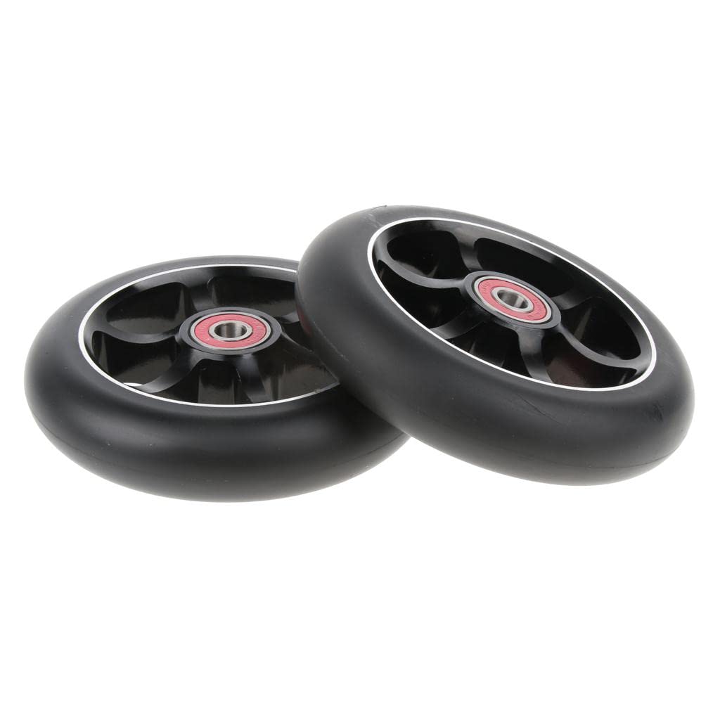 Harilla Lot de 2 Roues de Rechange pour avec Roulements, 110 Mm, Pièces Détachées pour Trottinettes de Sport en Plein Air pour Filles et Garçons, Noir
