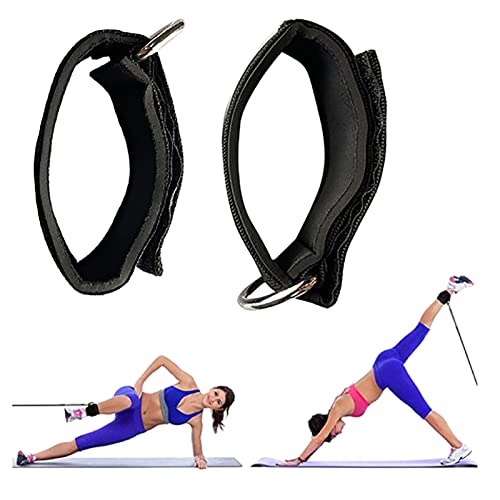 Lot de 2 sangles de cheville pour entraînement de fitness sur machine à câble, sangle de cheville, boucle de cheville (noir) Cover