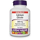 Webber Naturals Calcium Citrate, 120 Tablets, High Absorption, Helps Support Bones and Teeth, Vegan