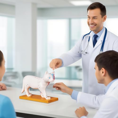 Simedutech Cat Anatomy Model with Acupuncture Points - Veterinary Teaching Tool, Detailed PVC Organ Model for Acupuncture, Moxibustion & Vet Training