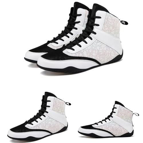 Image of Mens Wrestling Boxing Shoes Lightweight Non-Slip Sole Breathable High Top Sneakers for Boxing Weightlifting Training