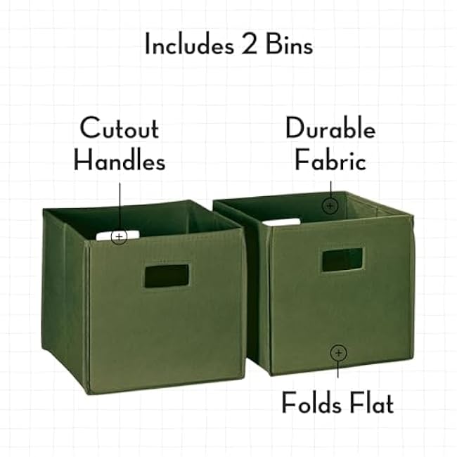 RiverRidge Folding Storage Bins with Handles Olive Cube Storage Organizer for Closet, Bedroom & Playroom - Closet Organizers and Storage Set of 2
