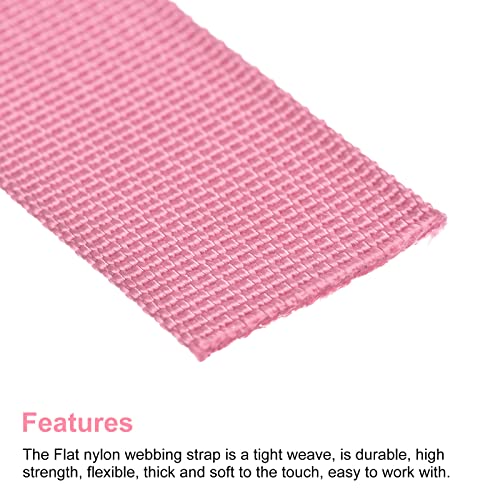 Image of MECCANIXITY Flat Nylon Webbing Strap 1 Inch 10 Yards Pink for Backpack, Luggage-rack
